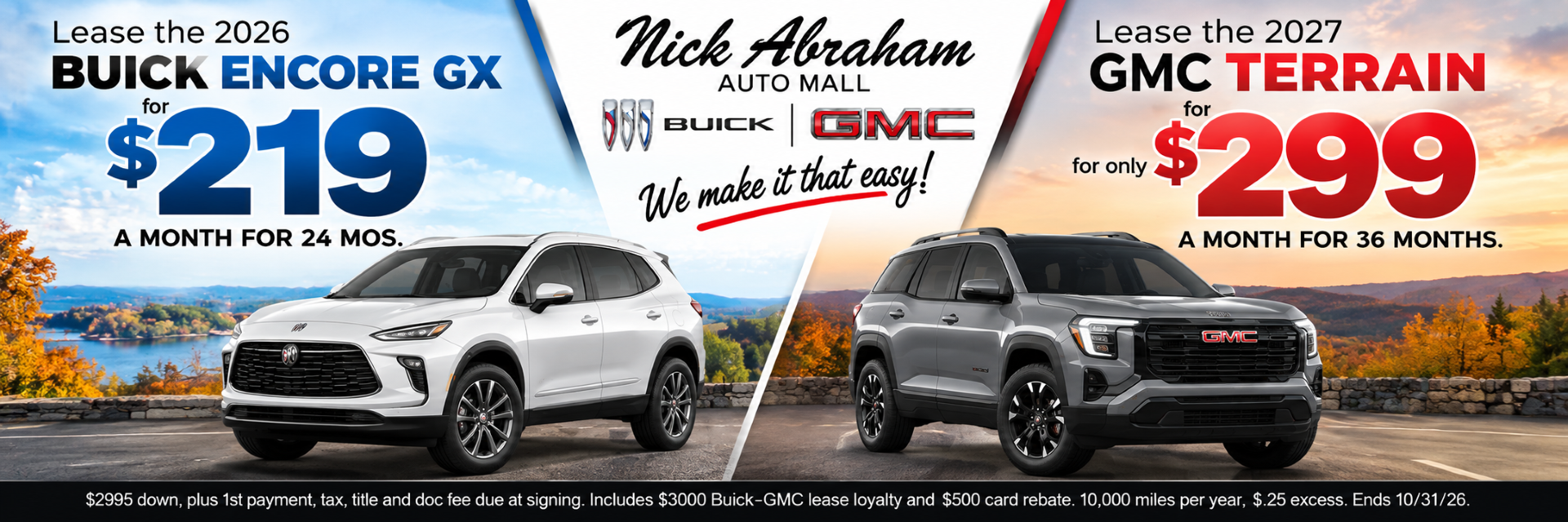 Lease offer on Encore GX and Terrain